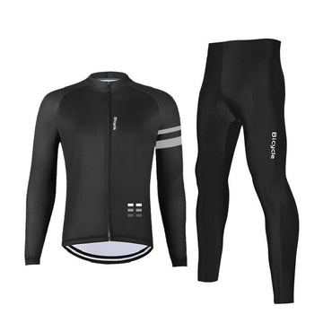 MTB Fahrradbekleidung Set – atmungsaktives Materiales Langarm Radtrikot & Lange Radhose mit Sitzpolster