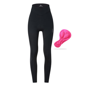 Damen High-Waist lange Radhose mit Sitzpolster – atmungsaktives Materiale, elastische Fahrradhose mit Taschen