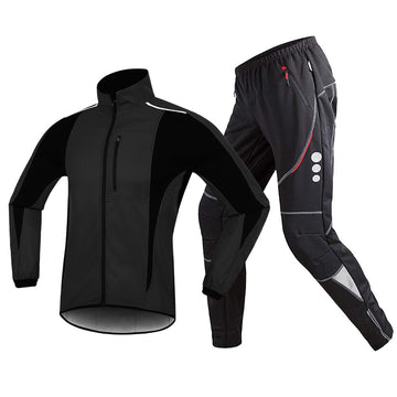 MTB Winddichte Softshell Fahrradjacke & Radhose 2-teiliges Set - windabweisend & atmungsaktives Material