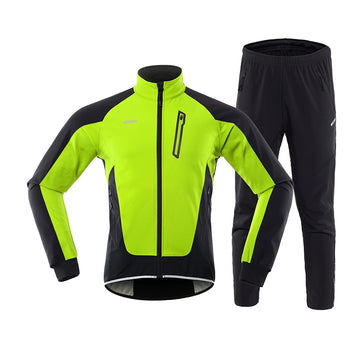 MTB Softshell Fahrradjacke & Radhose Set – windabweisend, Warm, atmungsaktives Material, mit Reflektoren