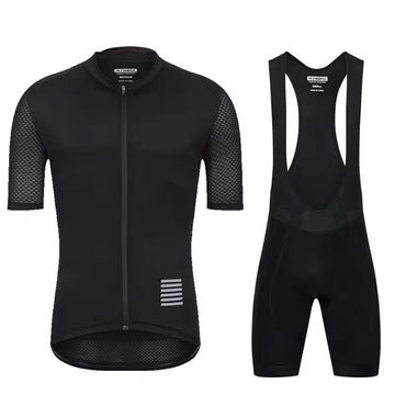 MTB Fahrradbekleidung Set – atmungsaktives Materiales Kurzarm Trikot & Trägerhose mit Sitzpolster