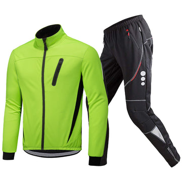 MTB Softshell Fahrradbekleidung Set – windabweisende Thermo Jacke & Warme Radhose Herren