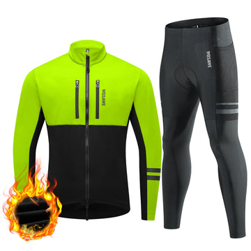 MTB Winter Softshell Radjacke & Radhose mit Sitzpolster Set – windabweisend, Warm, atmungsaktives Material