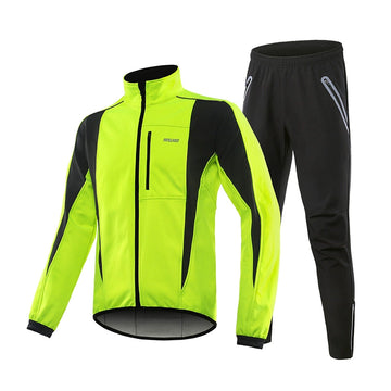 Herren MTB Softshell Radjacke & Locker geschnittene Radhose Set – windabweisend, Warm & atmungsaktives Material