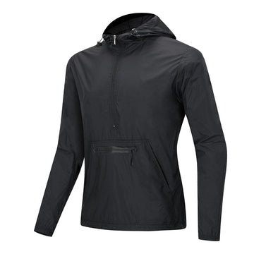 atmungsaktives Materiales Windbreaker-Kapuzenoberteil mit Halbreißverschluss